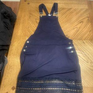 women’s navy blue overall dress size small